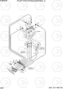 3200 PILOT HYD PIPING(CONTROL 1) R180W-9S, Hyundai