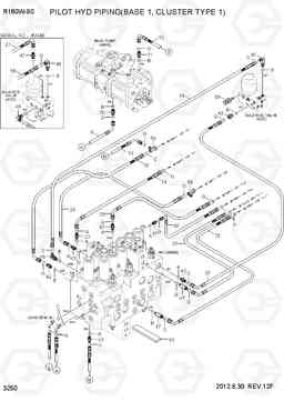 3250 PILOT HYD PIPING(BASE 1, CLUSTER TYPE 1) R180W-9S, Hyundai