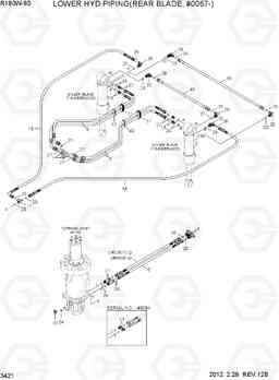 3421 LOWER HYD PIPING(REAR BLADE, #0067-) R180W-9S, Hyundai