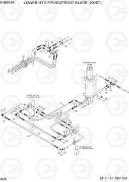 3425 LOWER HYD PIPING(FRONT BLADE, #0067-) R180W-9S, Hyundai