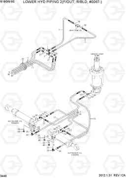 3446 LOWER HYD PIPING 2(F/OUT, R/BLD, #0067-) R180W-9S, Hyundai