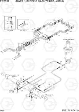 3450 LOWER HYD PIPING 1(4-OUTRIGGE, -#0066) R180W-9S, Hyundai