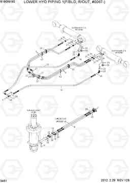 3461 LOWER HYD PIPING 1(F/BLD, R/OUT, #0067-) R180W-9S, Hyundai