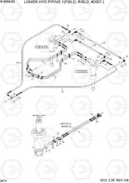 3471 LOWER HYD PIPING 1(F/BLD, R/BLD, #0067-) R180W-9S, Hyundai