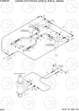 3475 LOWER HYD PIPING 2(F/BLD, R/BLD, -#0066) R180W-9S, Hyundai