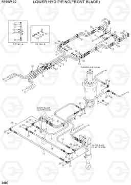 3480 LOWER HYD PIPING(FRONT BLADE) R180W-9S, Hyundai