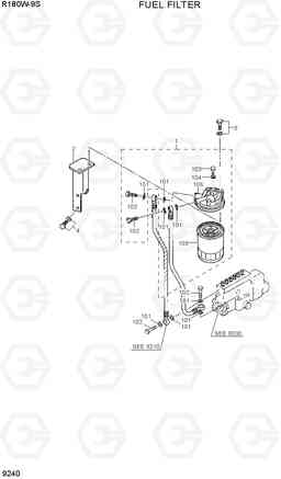 9240 FUEL FILTER R180W-9S, Hyundai