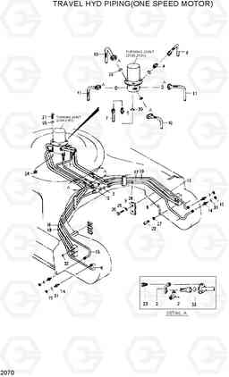 2070 TRAVEL HYD PIPING(ONE SPEED MOTOR) R200LC, Hyundai