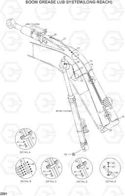 2091 BOOM GREASE LUB SYSTEM(LONG REACH) R200LC, Hyundai