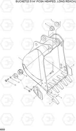 6050 BUCKET(0.51㎥ PCSA HEAPED, LONG REACH) R200LC, Hyundai