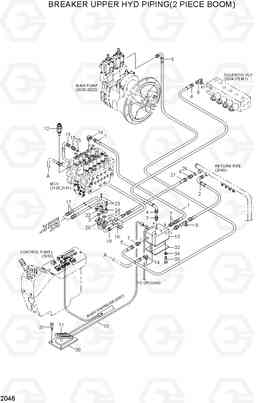 2046 BREAKER UPPER HYD PIPING(2 PIECE BOOM) R200NLC-3, Hyundai