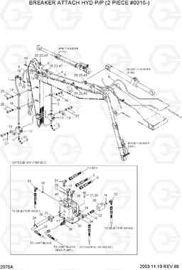 2075A BREAKER ATTACH HYD P/P (2 PIECE #0015-) R200NLC-3, Hyundai