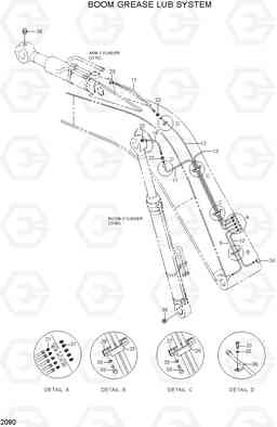 2080 BOOM GREASE LUB SYSTEM R200NLC-3, Hyundai