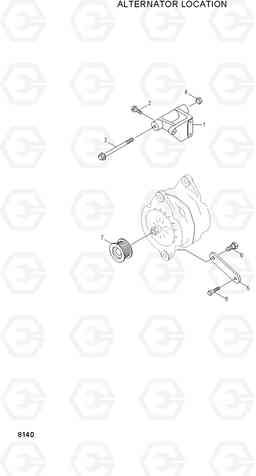 8140 ALTERNATOR LOCATION R200NLC-3, Hyundai