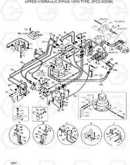 2041 UPPER HYD PIPING 1(PIN TYPE, 2 PCS BOOM) R200W/R200W-2, Hyundai