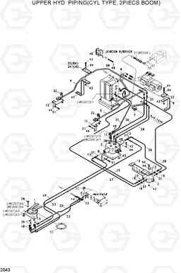 2043 UPPER HYD PIPING(CYL TYPE, 2 PIECE BOOM) R200W/R200W-2, Hyundai