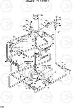 2050 LOWER HYD PIPING 1 R200W/R200W-2, Hyundai