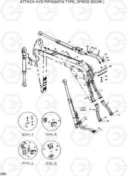 2081 ATTACH HYD PIPING(PIN TYPE, 2 PCS BOOM) R200W/R200W-2, Hyundai