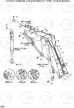 2085 ATTACH GREASE LUB SYSTEM(CYL TYPE, 2PCS) R200W/R200W-2, Hyundai