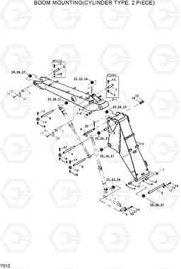 7012 BOOM MOUNTING(CYLINDER TYPE, 2 PIECE) R200W/R200W-2, Hyundai