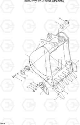 7040 BUCKET(0.87㎥ PCSA HEAPED) R200W/R200W-2, Hyundai