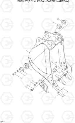 7041 BUCKET(0.51㎥ PCSA HEAPED, NARROW) R200W/R200W-2, Hyundai