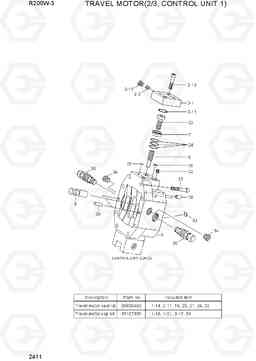 2411 TRAVEL MOTOR(2/3, CONTROL UNIT 1) R200W-3, Hyundai