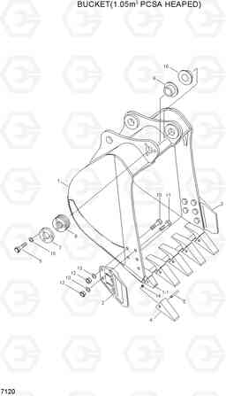 7120 BUCKET(1.05M3 PCSA HEAPED) R200W-3, Hyundai