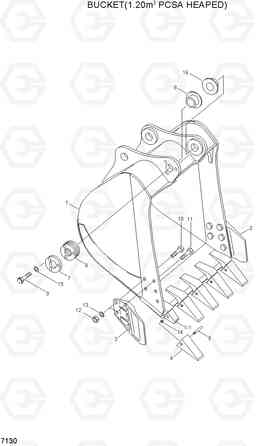 7130 BUCKET(1.20M3 PCSA HEAPED) R200W-3, Hyundai