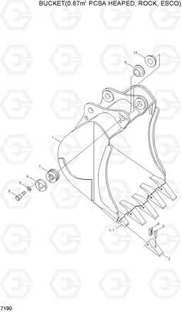 7190 BUCKET(0.87M3 PCSA HEAPED, ROCK, ESCO) R200W-3, Hyundai