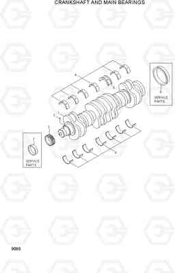 9080 CRANKSHAFT AND MAIN BEARINGS R200W-3, Hyundai