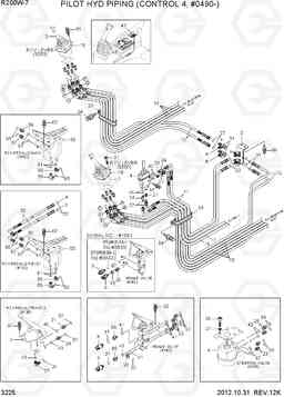 3225 PILOT HYD PIPING(CONTROL 4, #0490-) R200W-7, Hyundai