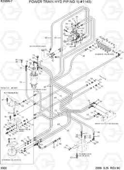 3300 POWER TRAIN HYD PIPING 1(-#1148) R200W-7, Hyundai