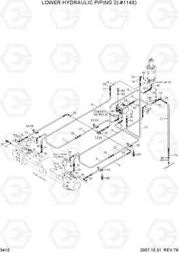 3410 LOWER HYD PIPING 2(-#1148) R200W-7, Hyundai