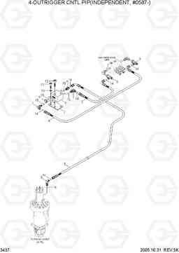 3437 4-OUTRIGGER CNTL PIP(INDEPENDENT,#0587-) R200W-7, Hyundai