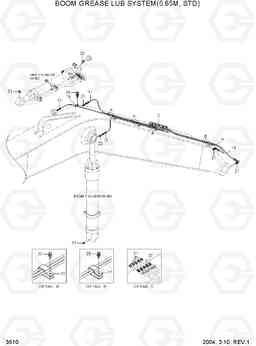 3510 BOOM GREASE LUB SYSTEM(5.65M,STD) R200W-7, Hyundai