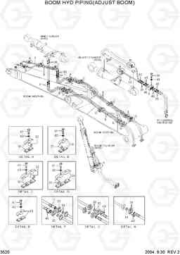 3520 BOOM HYD PIPING(ADJUST BOOM) R200W-7, Hyundai