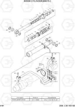 4181 BOOM CYLINDER(#0615-) R200W-7, Hyundai