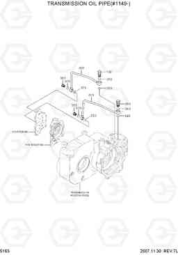 5163 TRANSMISSION OIL PIPE(#1149-) R200W-7, Hyundai