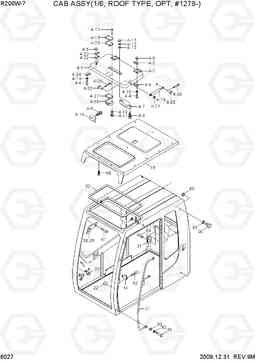 6027 CAB ASSY(1/6, ROOF TYPE, OPT, #1279-) R200W-7, Hyundai