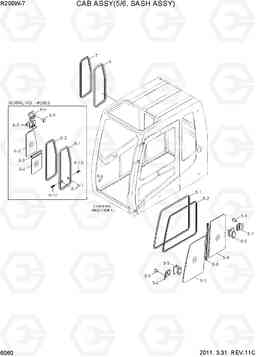 6060 CAB ASSY(5/6, SASH ASSY) R200W-7, Hyundai