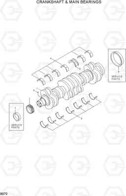 9070 CRANKSHAFT & MAIN BEARINGS R200W-7, Hyundai