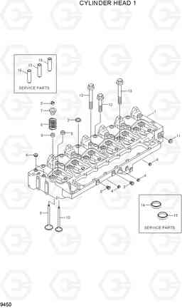 9450 CYLINDER HEAD 1 R200W-7, Hyundai