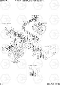 3100 UPPER HYD PIPING(BASE) R200W-7A, Hyundai