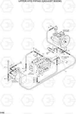 3160 UPPER HYD PIPING 2(ADJUST BOOM) R200W-7A, Hyundai