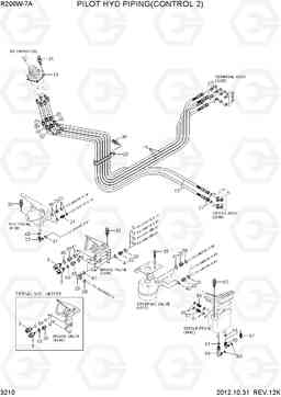 3210 PILOT HYD PIPING(CONTROL 2) R200W-7A, Hyundai