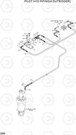 3280 PILOT HYD PIPING(4 OUTRIGGER) R200W-7A, Hyundai