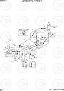 3410 LOWER HYD PIPING 2 R200W-7A, Hyundai