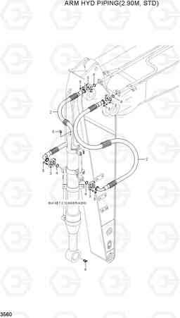 3560 ARM HYD PIPING(2.90M, STD) R200W-7A, Hyundai