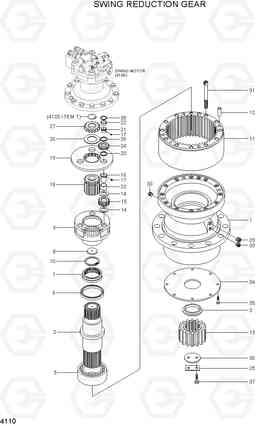 4110 SWING REDUCTION GEAR R200W-7A, Hyundai